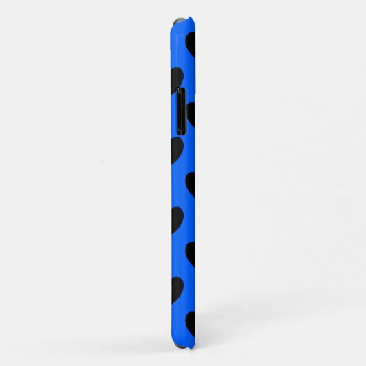 Zwarte polka harten blauw Case-Mate iPhone case (Achterkant/rechts)