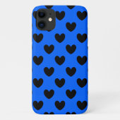 Zwarte polka harten blauw Case-Mate iPhone case (Achterkant)