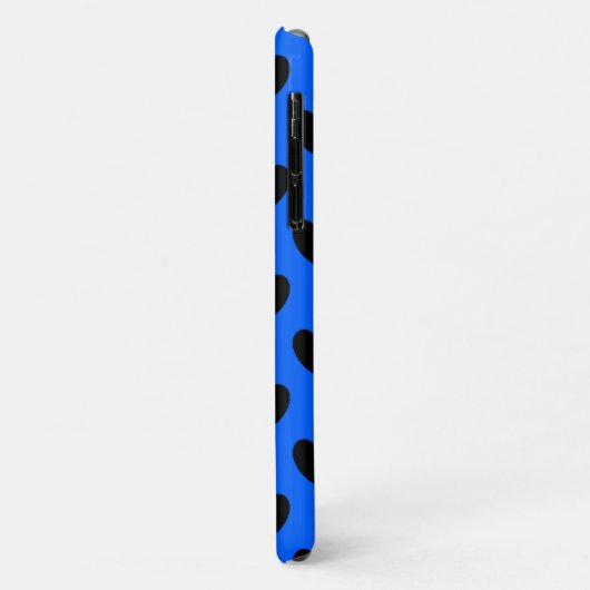 Zwarte polka harten blauw Case-Mate iPhone case (Achterkant/links)
