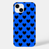 Zwarte polka harten blauw Case-Mate iPhone case (Achterkant)