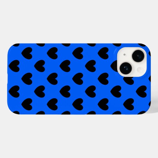 Zwarte polka harten blauw Case-Mate iPhone case (Achterkant (horizontaal))