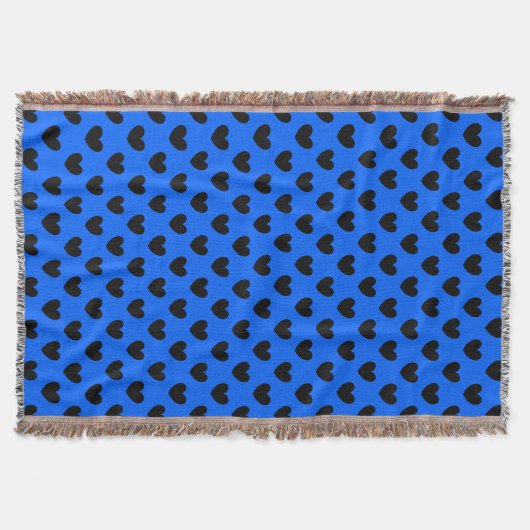 Zwarte polka harten blauw deken (Voorkant)