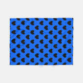 Zwarte polka harten blauw fleece deken (Voorkant (Horizontaal))