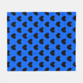 Zwarte polka harten blauw fleece deken (Voorkant (Horizontaal))