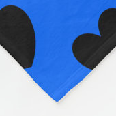 Zwarte polka harten blauw fleece deken (Hoek)