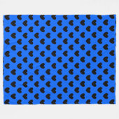 Zwarte polka harten blauw fleece deken (Voorkant (Horizontaal))