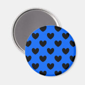 Zwarte polka harten blauw magneet (Voorkant / Achterkant)