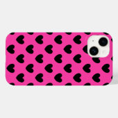Zwarte polka harten in fuchsia roze Case-Mate iPhone case (Achterkant (horizontaal))