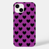 Zwarte polka harten in paars Case-Mate iPhone case (Achterkant)