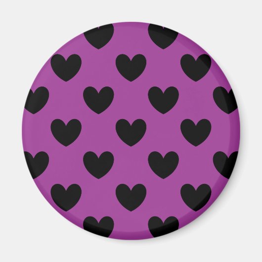 Zwarte polka harten in paars magneet (Voorkant)