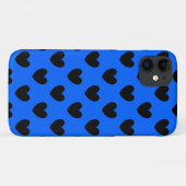 Zwarte polka harten op blauw Case-Mate iPhone case (Achterkant (horizontaal))