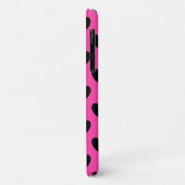 Zwarte polka harten op fuchsia roze Case-Mate iPhone case (Achterkant/links)