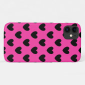 Zwarte polka harten op fuchsia roze Case-Mate iPhone case (Achterkant (horizontaal))