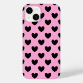 Zwarte polka harten op katoenroze snoep Case-Mate iPhone case (Achterkant)