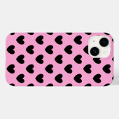 Zwarte polka harten op katoenroze snoep Case-Mate iPhone case (Achterkant (horizontaal))