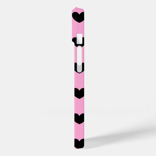 Zwarte polka harten op katoenroze snoep Case-Mate iPhone case (Achterkant / Links)