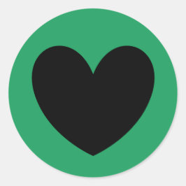 Zwarte polka harten op Kelly green Ronde Sticker