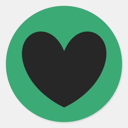 Zwarte polka harten op Kelly green Ronde Sticker (Voorkant)