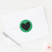 Zwarte polka harten op Kelly green Ronde Sticker (Envelop)