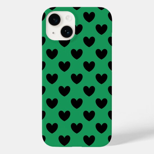 Zwarte polka harten op Kelly groen Case-Mate iPhone Case (Achterkant)