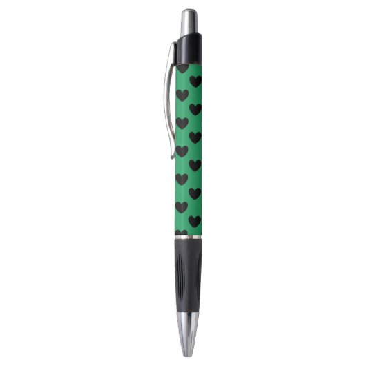 Zwarte polka harten op Kelly groen Pen (Top (Verticaal))
