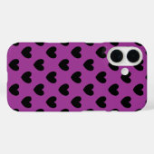 Zwarte polka harten op paars Case-Mate iPhone case (Achterkant (horizontaal))