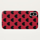 Zwarte polka harten op rood Case-Mate iPhone case (Achterkant (horizontaal))