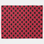 Zwarte polka harten op rood fleece deken (Voorkant (Horizontaal))