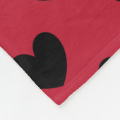 Zwarte polka harten op rood fleece deken (Hoek)