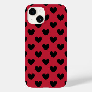 Zwarte polka harten rood Case-Mate iPhone 14 hoesje