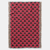Zwarte polka harten rood deken (Voorkant Verticaal)