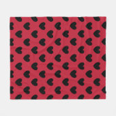 Zwarte polka harten rood fleece deken (Voorkant (Horizontaal))