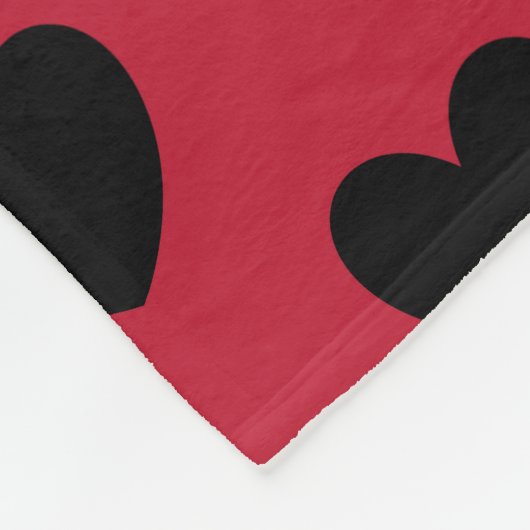 Zwarte polka harten rood fleece deken (Hoek)