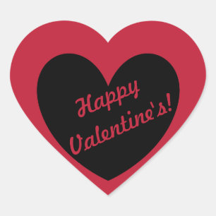 Zwarte polka harten rood hart sticker