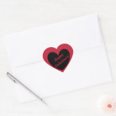 Zwarte polka harten rood hart sticker (Envelop)