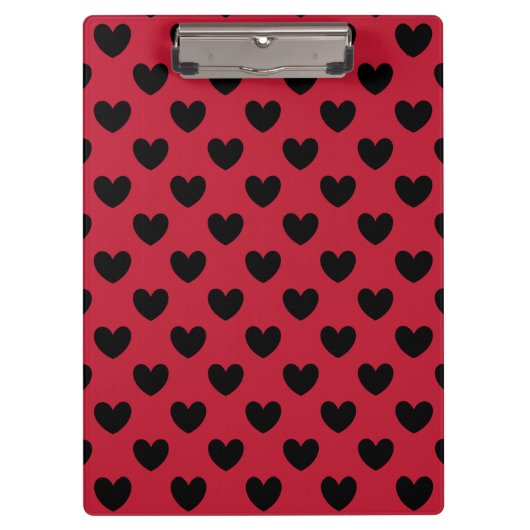 Zwarte polka harten rood klembord (Voorkant)