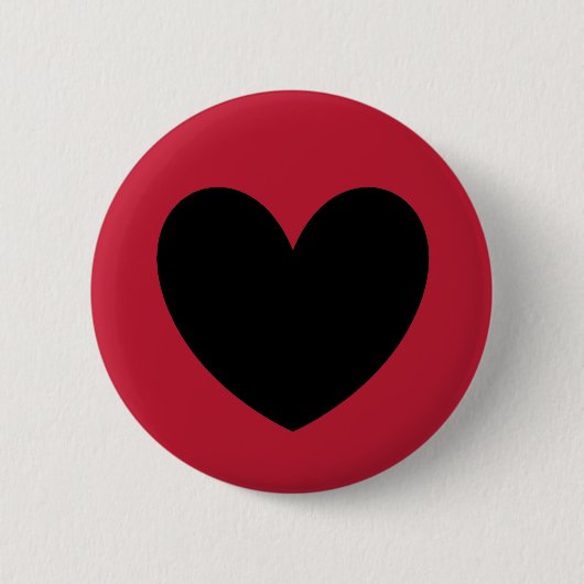 Zwarte polka harten rood ronde button 5,7 cm (Voorkant)