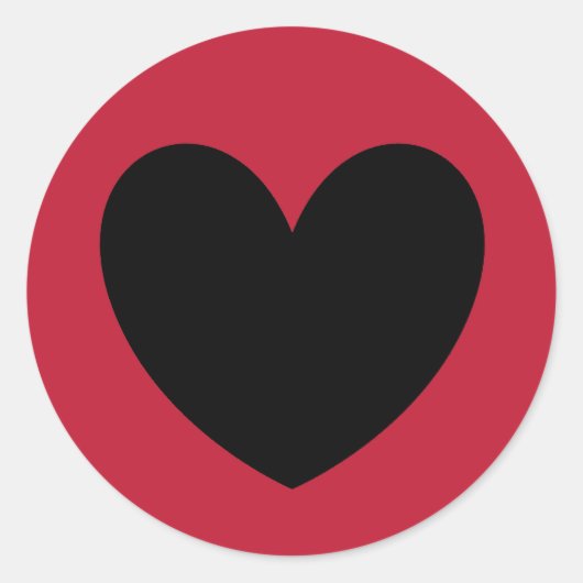 Zwarte polka harten rood ronde sticker (Voorkant)