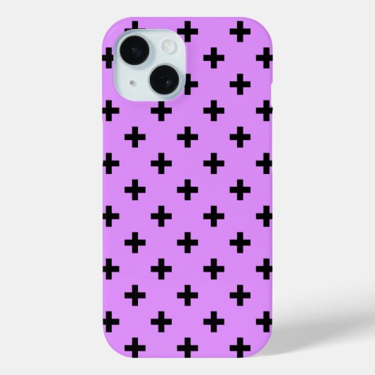 Zwarte polka kruisen op lila Case-Mate iPhone case (Achterkant)
