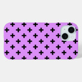 Zwarte polka kruisen op lila Case-Mate iPhone case (Achterkant (horizontaal))