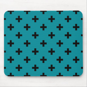 Zwarte polka kruist blauwgroen muismat