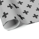 Zwarte polka kruist grijs cadeaupapier (Rol Hoek)