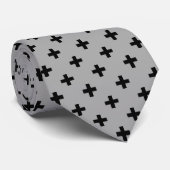 Zwarte polka kruist grijs stropdas (Opgerold)