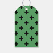 Zwarte polka kruist groen cadeaulabel (Voorkant)