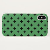 Zwarte polka kruist groen Case-Mate iPhone case (Achterkant (horizontaal))