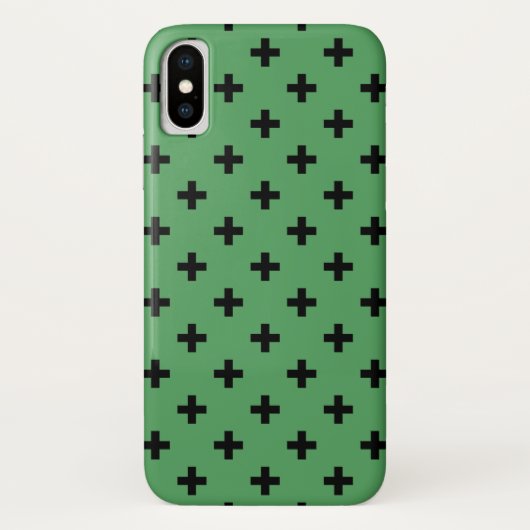 Zwarte polka kruist groen Case-Mate iPhone case (Achterkant)
