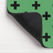 Zwarte polka kruist groen muismat (Hoek)