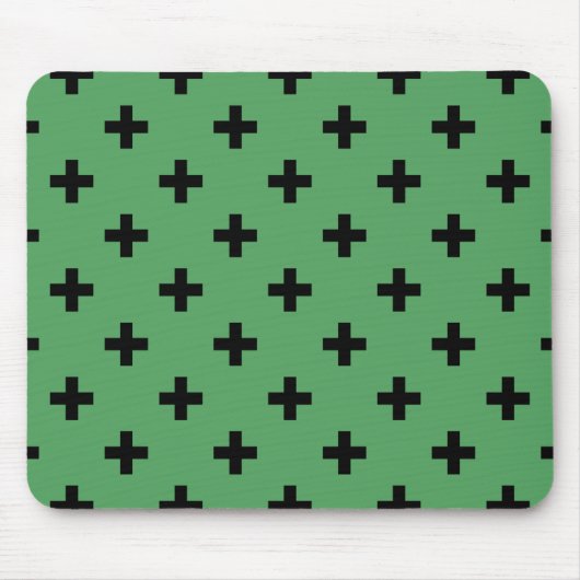 Zwarte polka kruist groen muismat (Voorkant)