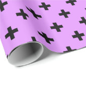 Zwarte polka kruist lila cadeaupapier (Rol Hoek)