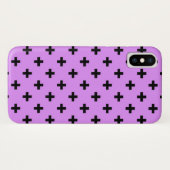 Zwarte polka kruist lila Case-Mate iPhone case (Achterkant (horizontaal))